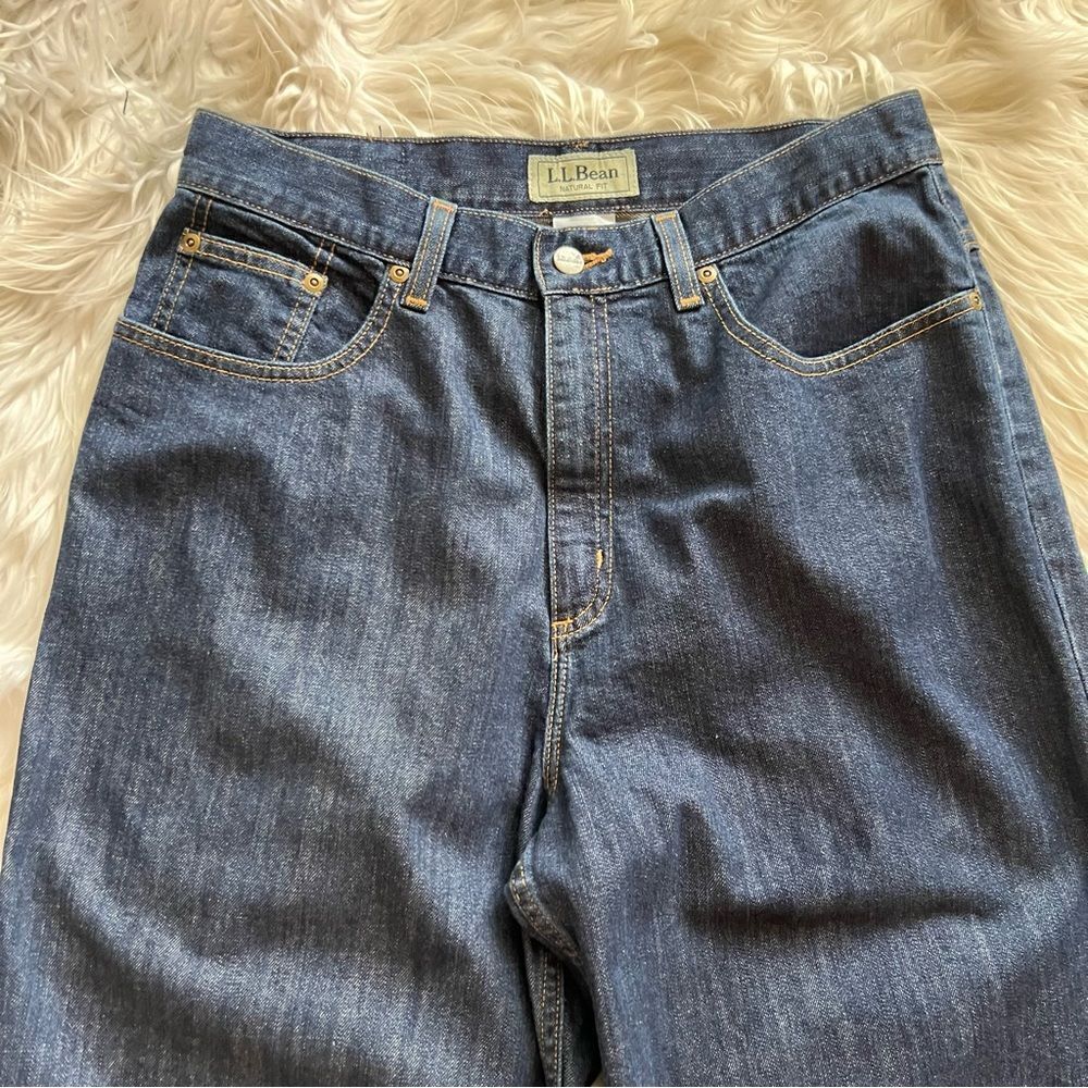 L.L. Bean Jeans Women Size 12T Dark Blue High RiseTapered Leg Dark Wash Mom-Jean - Picture 3 of 7